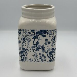 White With Blue Flowers Ceramic Canister Or‎ Case